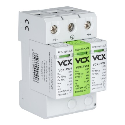 DC Přepěťová ochrana T1T2 3P VCX pro fotovoltaiku 1200V (B+C) 5kA
