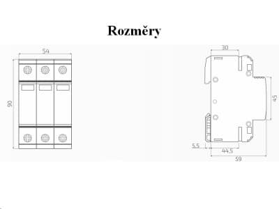DC Přepěťová ochrana T2 3P VCX pro fotovoltaiku (B) 40kA - Obrázek 3