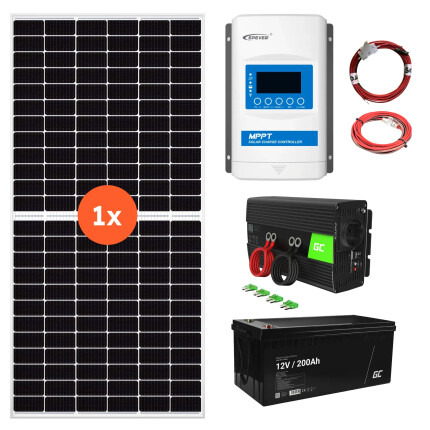 12V/1000VA Ostrovní fotovoltaická sestava 450Wp 200Ah s 30A MPPT