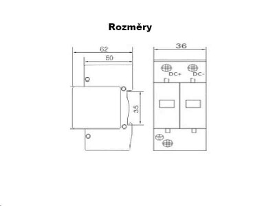 DC Přepěťová ochrana T2 2P VCX pro fotovoltaiku (B) 40kA - Obrázek 7