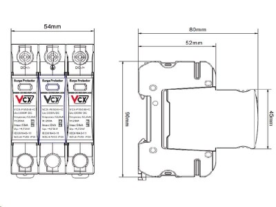DC Přepěťová ochrana T1T2 3P VCX pro fotovoltaiku 1000V (B+C) 12,5kA - Obrázek 6