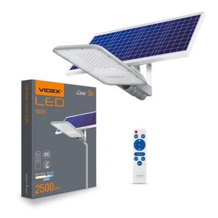 LED solární lampa 2500lm, dálkové ovládání, VIDEX
