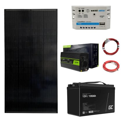 12V/500VA Ostrovní fotovoltaická sestava 240Wp 100Ah s 20A PWM